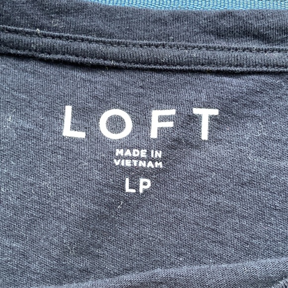 Loft Navy Blue Lace Flutter Sleeve T-shirt - Picture 3 of 5